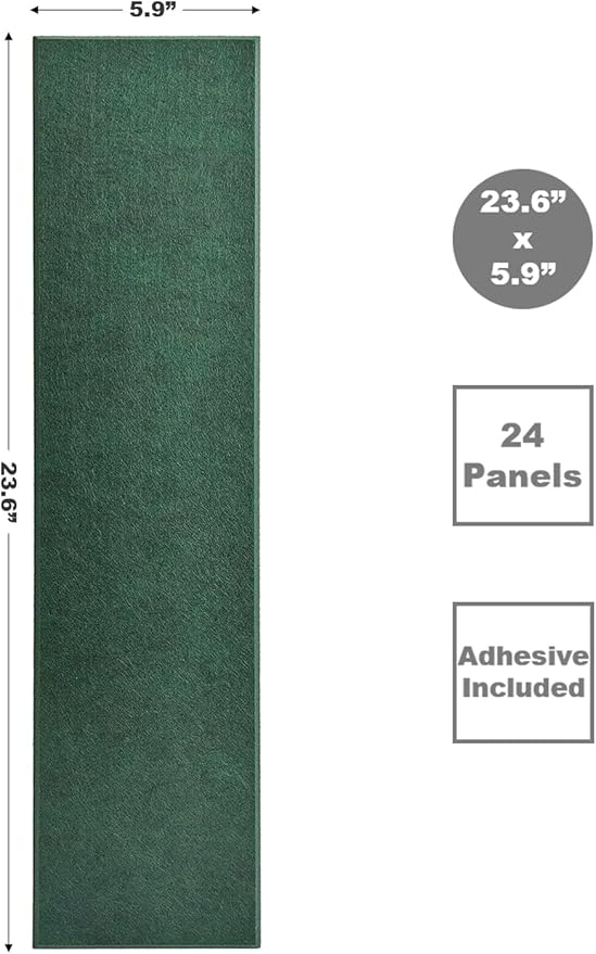 Shiplap Felt Wall Panels for Interior Wall Decor, Accent Wall Paneling for Bedroom Living Room & Office, Peel and Stick, Sound Absorbing – 24 Pack Felt Tiles with Adhesive – Aurora Green