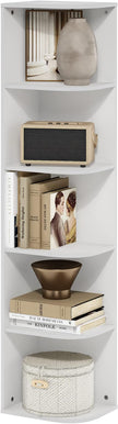 Furinno PASIR Book Shelf, 5-Tier Corner Bookshelf, Open Shelves Bookcase 9.3 x 12 x 51.7, for Living Room, Bedroom, Home Office, White