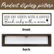 Coffee Wood Signs, Farmhouse Home Kitchen Decor, Rustic Coffees Bar Decors, Wall Decor Art, Her Day Starts with A Coffee & Ends with A Wine Sign, 17.8x4x1.2 inches