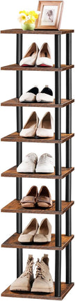 HOOBRO Vertical Shoe Rack, 8-Tier Narrow Shoe Shelf, Shoe Storage Organizer for Small Space, 11