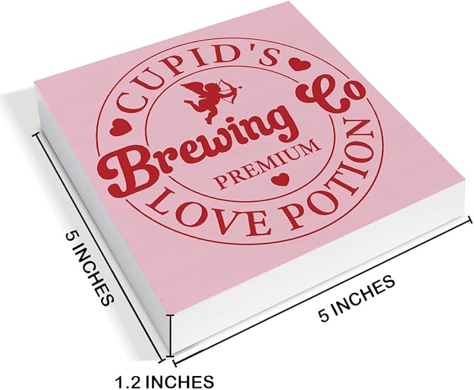 Valentines Day Decor - Valentines Decor - Valentine Coffee Bar Wood Sign Home Kitchen Coffee Bar Cafe Desk Shelf Table Tabletop Decorations 5×5 Inches