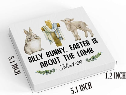 Religious Easter Decorations Christian Easter Decor Rustic John 1:29 Spring Decor Bible Verse Wooden Box Sign for Home Office Bedroom Living Room Desk Shelves