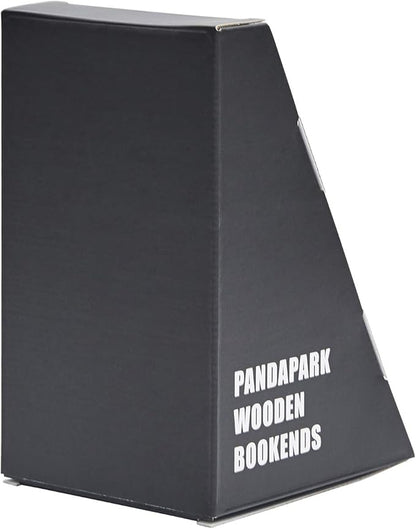 Pandapark Wood Decorative Bookends,Non-Skid Bookend for Shelves,Heavy Duty Bookends,Book Stand for Books/CDs,1 Pair