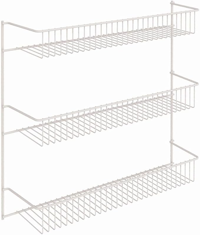 ClosetMaid 3-Tier Hanging Wall Mounted Metal Rack for Spices, Shelf Storage, Pantry Organization, Laundry, Kitchen, Bathroom, White, 8022
