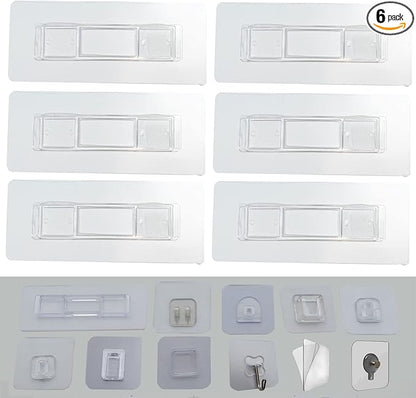 6 PCS Wall Mounted Replacement Sticky Pads for Kitchen Bathroom Shower Caddy Organizer Rack Holder Nail Free Adhesive Hooks (Rectangle 10.4 * 2.5 cm)