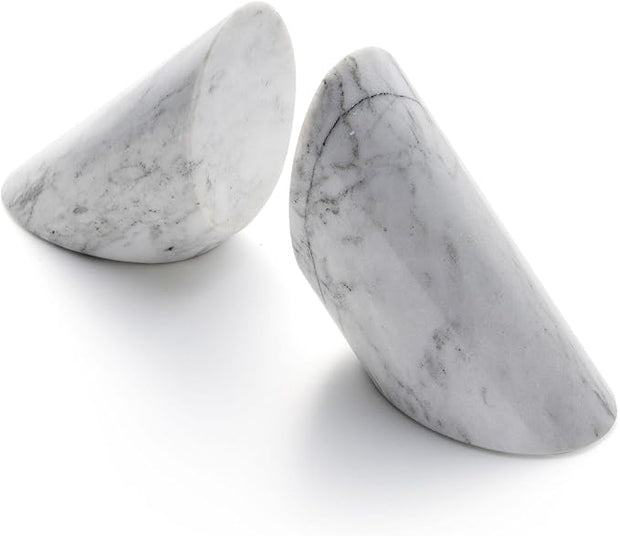 Fox Run 100% Natural Polished Marble Bookends, White, Set of 2, Angled