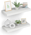 Floating Shelves (Set of 2) – Wall Mounted Shelves for Home Décor and Storage, Natural Pine Wood, Suitable for Living Room and Bedroom (White, 15.7