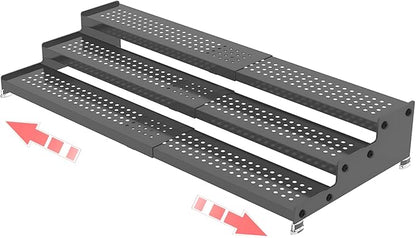 3-Tier Expandable Metal Spice Rack Organizer for Cabinet & Pantry, Adjustable 12.8-24" Heavy Duty Step Shelf for Kitchen Countertop, Spices, Perfumes & Mini Figures, Non-Slip(GREY,1PACK)