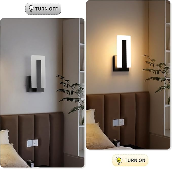 Modern Wall Sconces Set of Two, Led Wall Light 7w, Warm White Beside Light Hardwired Acrylic Wall Light Lighting, Suitable for Living Room Corridor Bedside (Warm White 3000K 2Pack)