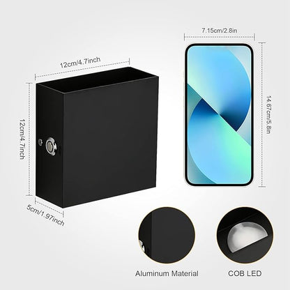 Indoor Wall Sconces Battery Operated Set of 2, Rechargeable Wall Lights Black Touch Control, Modern Up Down Wall Mount Light for Hallway, Cool White, LG9939112