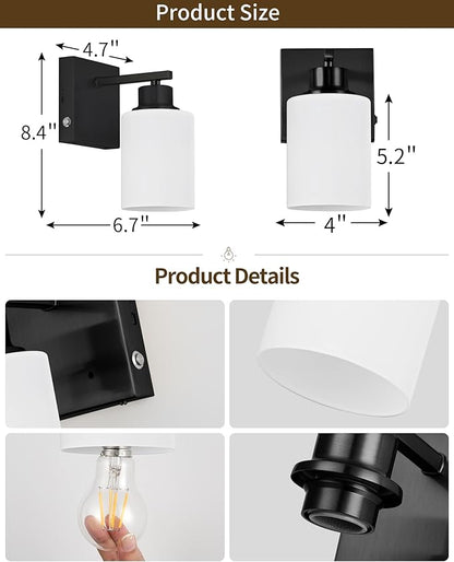 Battery Operated Wall Sconce Set of 2, Black Rechargeable Wall Lights with Timer Function, Easy Install Dimmable Wireless Wall Lamps for Living Room, Bedroom, Hallway, Entryway Decor 3000K