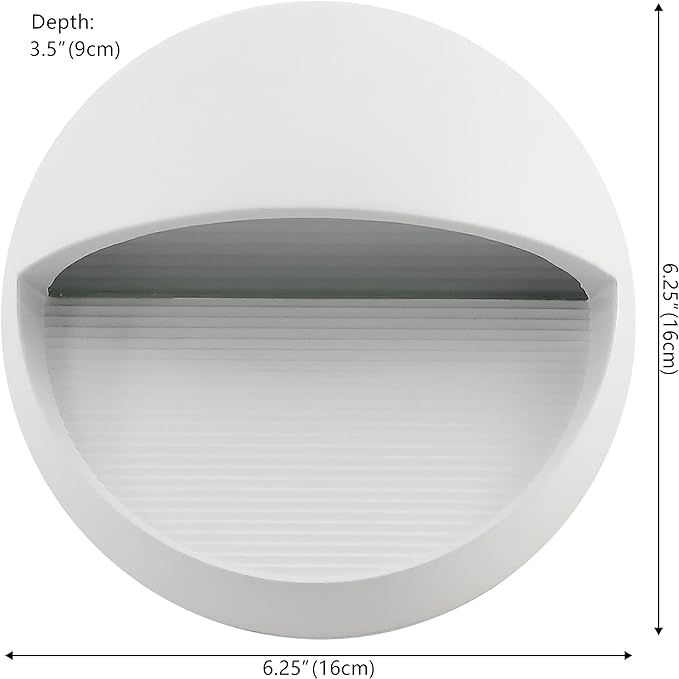 JONATHAN Y 6.25" White Modern Round Outdoor Integrated LED Wall Sconce Light, Metal/Glass Waterproof Exterior Downlight for Porch, Patio, and Entryway, ETL Listed (JYL7441D)