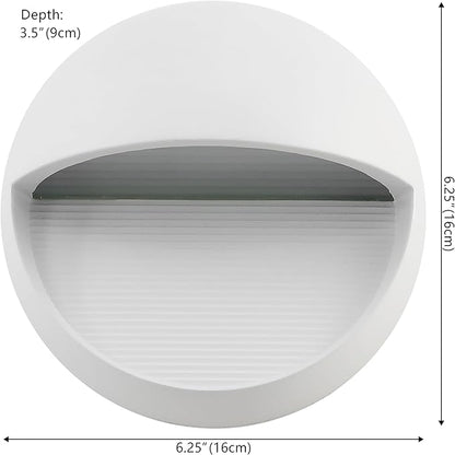 JONATHAN Y 6.25" White Modern Round Outdoor Integrated LED Wall Sconce Light, Metal/Glass Waterproof Exterior Downlight for Porch, Patio, and Entryway, ETL Listed (JYL7441D)