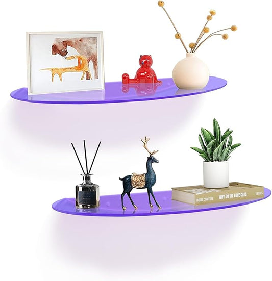 SetGame 2-Pack 24 Inch Acrylic Wall Shelves Wall Decor Wall Mounted, Floating Bookshelves Wall Ledge Shelf, Acrylic Shelves for for Action Figures Display, Room Décor, Space Saving, Items Organizer
