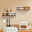 Uten Floating Shelves, Wall Shelf Outdoor, Bathroom Shelves for Wall, Towel Holder 8 Hooks, Kitchen Spice Rack, Storage Organiser Shelf for Bedroom, Bathroom, Living Room, Office