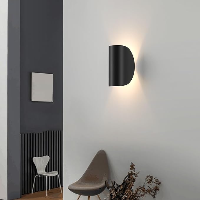 Aipsun Black Modern LED Wall Sconce Indoor Wall Lights 2 Packs Hardwired Up and Down Wall Mount Light for Living Room Bedroom Hallway Corridor Conservatory Warm White 3000K(with G9 Bulbs)