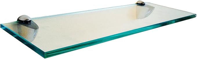 Fab Glass and Mirror 8 X 48 Inch Rectangle Floating Clear Tempered Kit Glass Shelf, 8" X 48",
