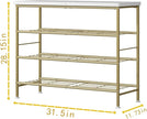 SUOERNUO Shoe Rack Organizer 4 Tier for Closet Entryway Free Standing Metal Storage Shoe Shelf with MDF Top Board，Gold