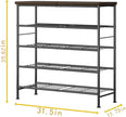 SUOERNUO Shoe Rack Organizer 5 Tier for Closet Entryway Free Standing Metal Storage Shoe Shelf with MDF Top Board，Black+Rustic Brown