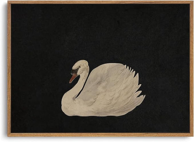 OIQArtOIQ Vintage Framed Wall Art Moody Grace Swan Canvas Art Prints Rustic Farmhouse Pictures Wall Decor Modern Cottagecore Paintings Artwork For Bedroom Kitchen Bathroom Office Living Room