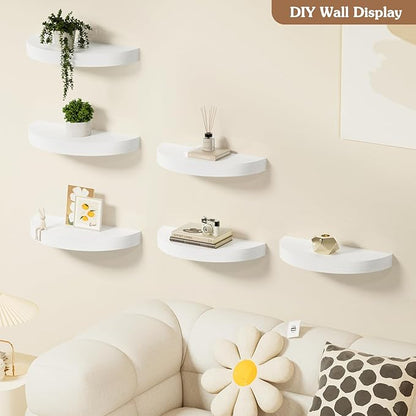 Olakee Floating Shelves for Wall Set of 3, 15.4" Rustic Wood Wall Mounted Shelves for Bathroom, Bedroom, Living Room, Kitchen, Office – Heavy Duty Decorative Storage Shelves – White