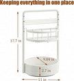 JEESA Rotating Spice Rack with Paper Towel Holder, 2 Tier Lazy Susan for Spices, Sturdy Iron Seasoning Organizer for Kitchen Countertop, White