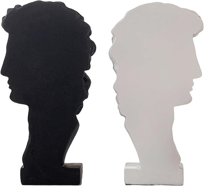 Lukitas David Head Decorative Bookends, Heavy Duty Half-and-Half Book Ends Non-Slip, Classical Artistic Sculpture for Office Home Bookshelf Decor, Black & White, Resin 9.5''
