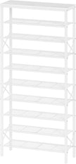 10 Tier Shoe Rack, Large Capacity Shoe Storage Organizer Holds 40 Pairs, Sturdy and Stable, for Entryway, Hallway, Closet, Dorm Room, White SS10WW