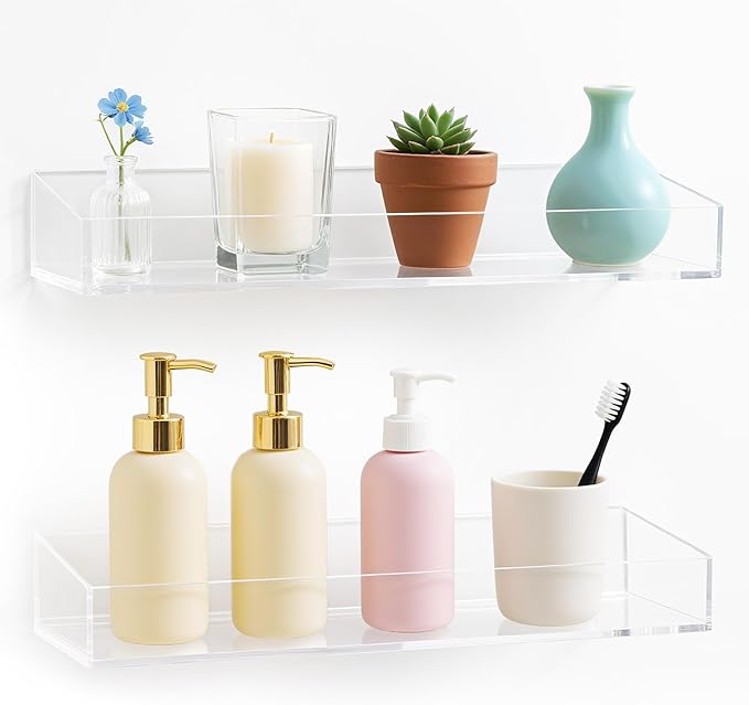 Acrylic Bathroom Shelves Set of 2,15
