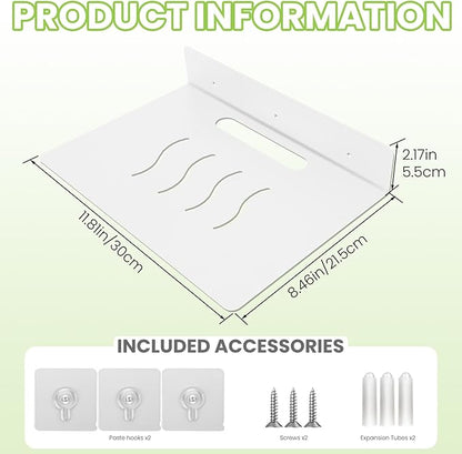 Steel Floating Shelves for Wall,Small Wall Shelf，Suitable for Bedroom, Living Room, Bathroom, Kitchen, Office (White, 2Pack 11.81x8.46 in)