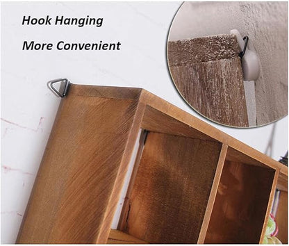Shadow Box Display Shelf, Wall Mounted Wooden Hanging Display Shelf Floating Shelf Perfect for Little Figurines, Multi-Slot Wall Collection Freestanding Farmhouse Decor Display Case (Style I, Brown)
