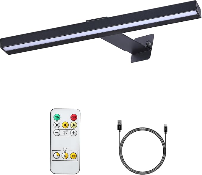 Wireless LED Picture Light 16in with Remote,Dimmable and Timer Picture Lights for Paintings,Metal Rechargeable Art Light Display Lamp,3 Modes,Dartboard Light for Frame Picture Gallery Portrait