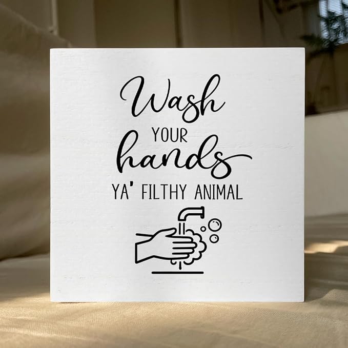 Funny Rustic Bathroom Decor Wooden Box Sign 5x5 Inch - 