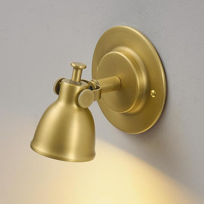 Gold Small Wall Sconce Hardwired Single - Brass Vintage Dimmable Indoor Bell Light Fixture for Bathroom Vanity Bedroom Bedside Reading Hallway Living Room Kitchen Gallery Hall Picture Lamp