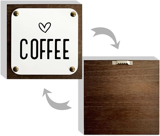 HALUOSI Rustic Coffee Sign Decor, Wooden Box Signs Art, 5.9x5.9 Inch, Multicolor 01, Wood Material