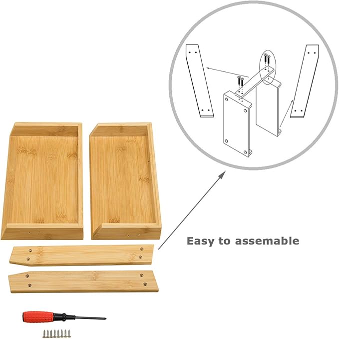 GOBAM Spice Rack Organizer 2-Tier Kitchen Countertop Cabinet Storage Shelf, Assemble Quickly, Bamboo