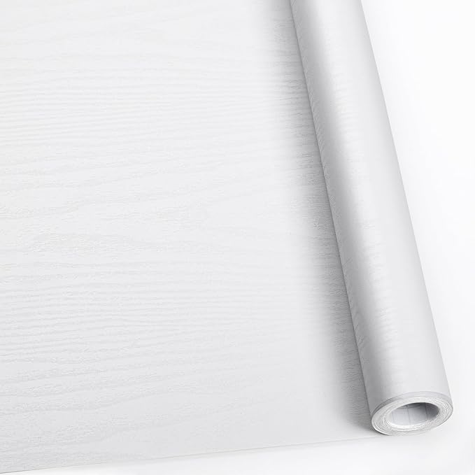 Abyssaly White Wood Contact Paper 11.8 in X 197 in Decorative Self-Adhesive Film for Furniture Real Wood Tactile Easy to Clean Perfectly Covers The Surface Without Passing Through The Primary Colors