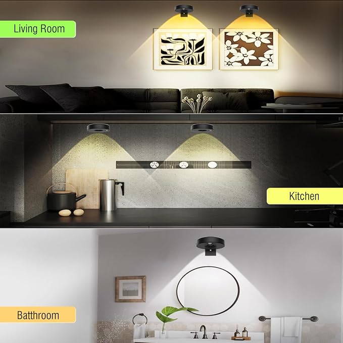 6Pack Wireless Picture Lights for Wall Rechargeable Battery Picture Frame Light with Remote LED Magnetic Art Display Light Dimmable&Timer Wall Sconce for Painting Poster Artwork Home Lighting Decor