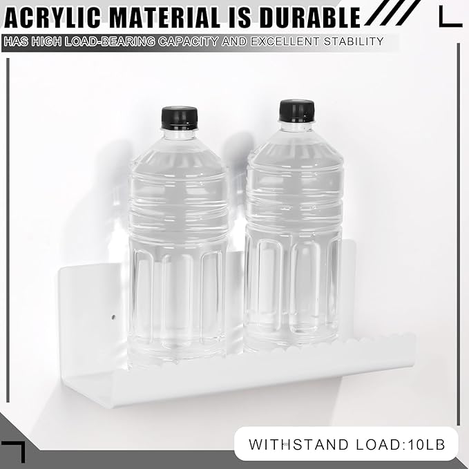 2 Pack Acrylic Wall Floating Shelves, White Adhesive Organizer, 11.8“ Acrylic Floating Bookshelves, Wall Display Shelve for Bedroom, Gaming Room, Living Room, Bathroom, Office
