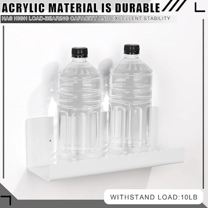2 Pack Acrylic Wall Floating Shelves, White Adhesive Organizer, 11.8“ Acrylic Floating Bookshelves, Wall Display Shelve for Bedroom, Gaming Room, Living Room, Bathroom, Office
