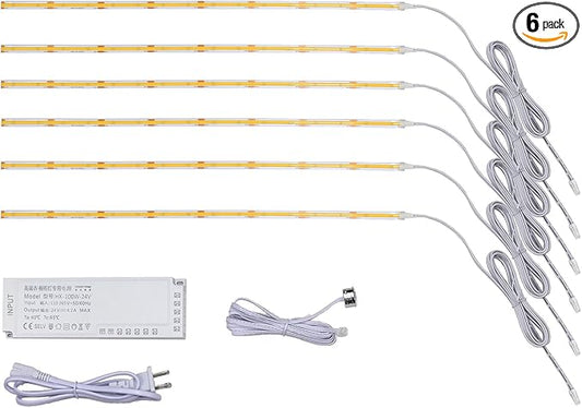 40 inch Under Cabinet Lights, 6 Pack Bright Closet Under Counter Lights for Kitchen, Wardrobe, Hallway，Stairs with Transformer (Natural White, 6 * 40inch LED Strips)