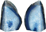 JIC Gem Agate Bookends Dyed Blue Book Ends for Heavy Books Geode Bookends for Bookshelf Decor Cute Stone Bookends with Rubber Bumpers for Office Décor and Home Decoration(1 Pair,6 to 8 Lbs)