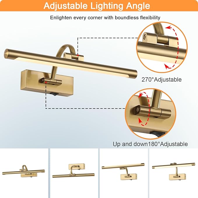 Wireless Picture Lights for Wall Rechargeable, Battery Operated Art Light for Paintings, 3CCT Dimmable, 15.7
