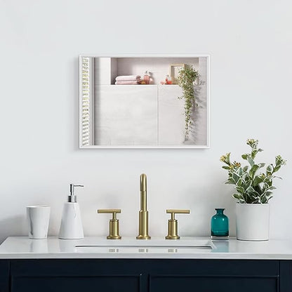 AAZZKANG Mirrors for Wall Rectangular Metal Frame Mirror for Farmhouse Bathroom Bedroom Living Room Home Entryway Hanging Vertically or Horizontally White Small