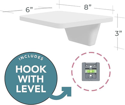 White Small Floating Shelf Set of 2 - for Wall with No Drill Option [ Adhesive ]