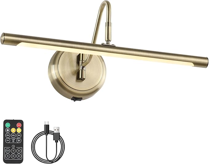 JOOSENLUX Modern Wall Lights Battery Operated Antique Bronze Wireless Picture Lights for Wall 16.5