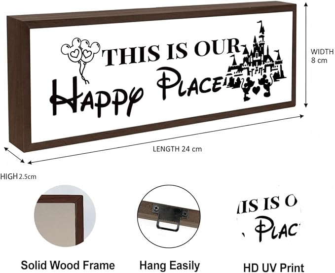 This is Our Happy Place Sign, Sweet Home Dorm Decor, Front Door Decor for Shelves, Living Room Decoration, Rustic Tabletop Decors, Garden Yard Outdoor Decors