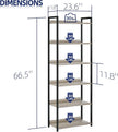 NUMENN Bookshelf, 6 Tier Bookshelves, Home Office Bookcase Shelf Storage Organizer, Free Standing Storage Shelving Unit for Bedroom, Living Room and Home Office, Grey
