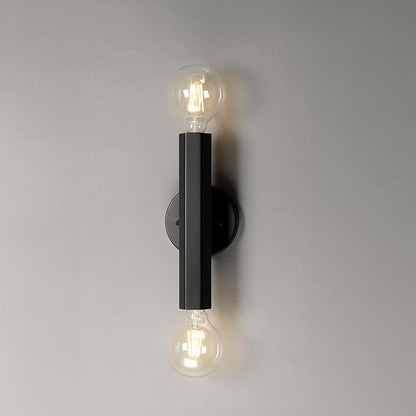 Globe Electric 2-Light Vanity Light, Matte Black, Hexagonal Bar, Minimalist Industrial, Vertical Horizontal Mount, 63000198