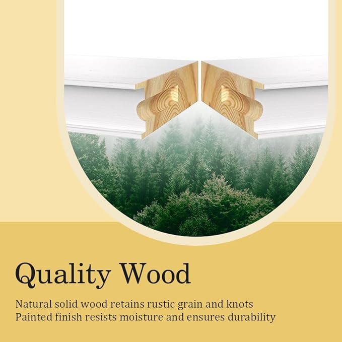 Habudda Floating Shelves for Wall, 35.5 Inch Long Natural Wood Shelf, White Rustic Decor for Bathroom Kitchen Bedroom, Hanging Mounted Invisible Bracket, Set of 2